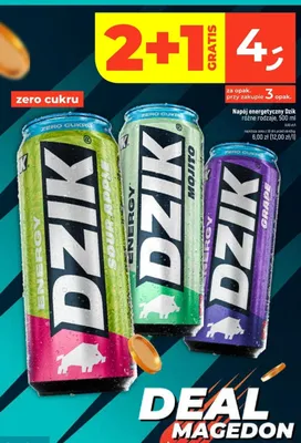 Napój energetyczny zero cukru Dzik Grape promocja w Dealz