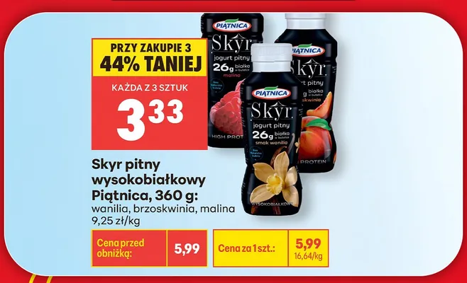 Skyr pitny wysokobiałkowy Piątnica wanilia promocja w Biedronka