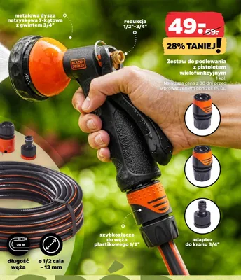 Zestaw do podlewania z pistoletem wielofunkcyjnym BLACK+DECKER promocja w Netto