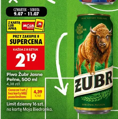 Piwo Żubr Jasne Pełne promocja w Biedronka