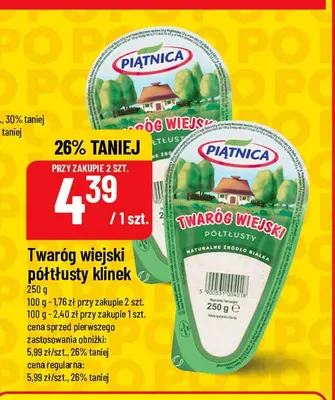 Twaróg wiejski półtłusty klinek Piątnica promocja w POLOmarket