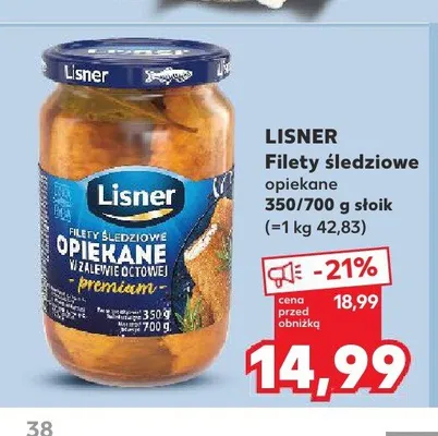 Filety śledziowe opiekane w zalewie octowej premium Lisner promocja w Kaufland
