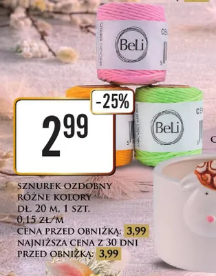 Sznurek ozdobny różne kolory promocja w Dino