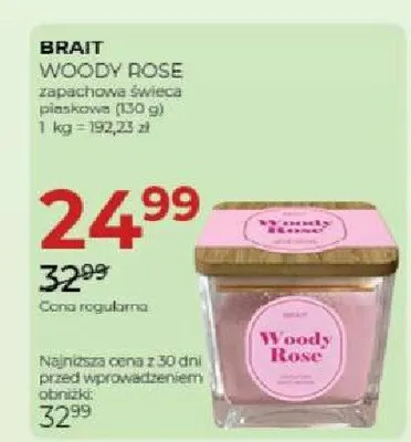 Świeca zapachowa Brait Woody Rose promocja w Drogerie Jawa