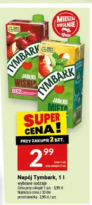 Napój Tymbark Jabłko Wiśnia 1 l promocja w Twój Market