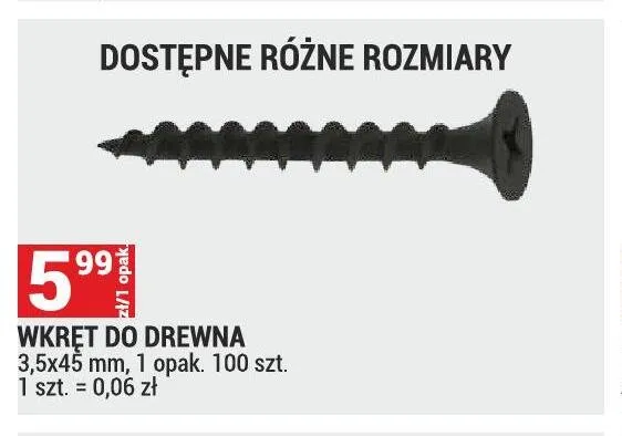 Wkręt do drewna 3,5x45mm promocja w Merkury Market