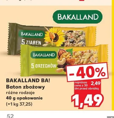 Baton zbożowy Bakalland Ba! 5 orzechów promocja w Kaufland