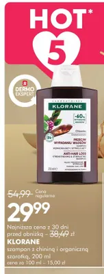 Szampon z chininą i organiczną szarotką Klorane promocja w Super-Pharm