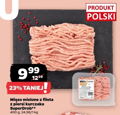 Mięso mielone z fileta z piersi kurczaka superdrob promocja w Netto