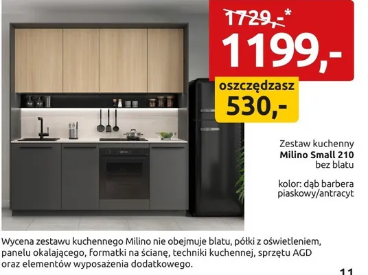 Zestaw kuchenny Milino Small 210 bez blatu promocja w Black Red White