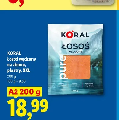 Łosoś wędzony na zimno plastry XXL Koral promocja w Lidl