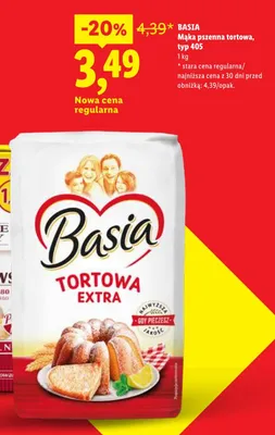 Mąka pszenna tortowa Basia typ 405 promocja w Lidl
