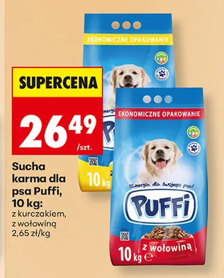 Sucha karma dla psa Puffi z kurczakiem promocja w Biedronka