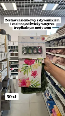 Zestaw łazienkowy Pepco Home dywanik 43x61cm i zasłona 175x180cm promocja w Pepco