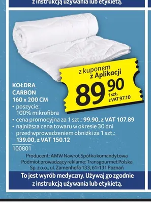 Kołdra Carbon 160x200 cm promocja w Selgros