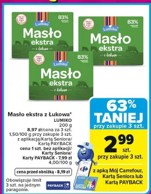 Masło ekstra z Łukowa promocja w Carrefour
