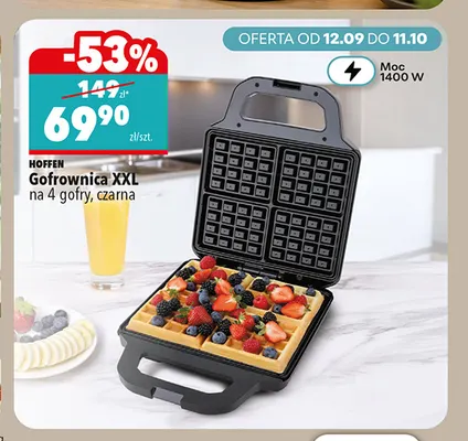 Gofrownica Xxl na 4 gofry czarna Hoffen promocja w Biedronka