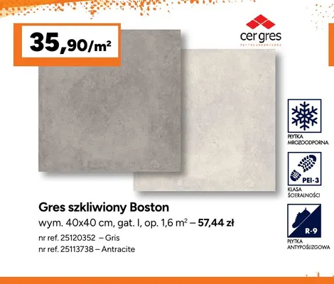 Gres szkliwiony Boston Cer promocja w Bricoman