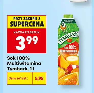 Sok 100% Multiwitamina Tymbark promocja w Biedronka