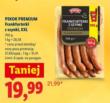 Frankfurterki z szynki, XXL Pikok Premium promocja w Lidl