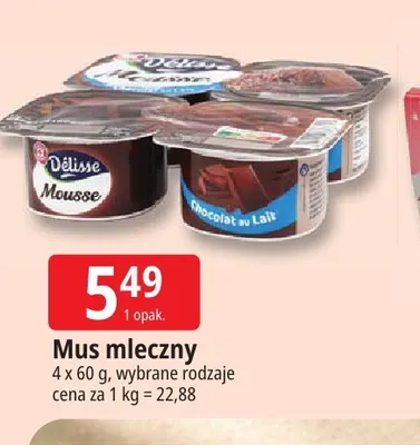 Mus mleczny Délisse 4-pak promocja w Leclerc