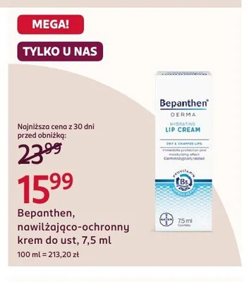 Nawilżająco-ochronny krem do ust Bepanthen promocja w Rossmann