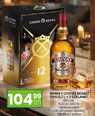 Zestaw whisky Chivas Regal 12YO + 2 szklanki promocja w Twój Market