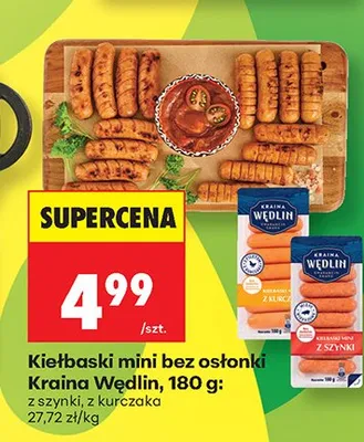 Kiełbaski mini bez osłonki Kraina Wędlin z szynki promocja w Biedronka