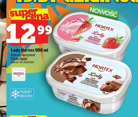 Lody śmietankowo-truskawkowe Hortex promocja w TOPAZ