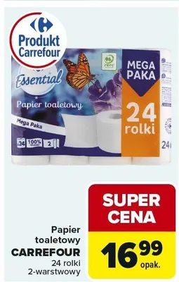 Papier toaletowy CARREFOUR 24 rolki 2-warstwowy promocja w Carrefour Market