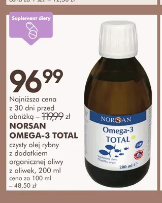 Olej rybny Omega-3 Total Norsan promocja w Super-Pharm