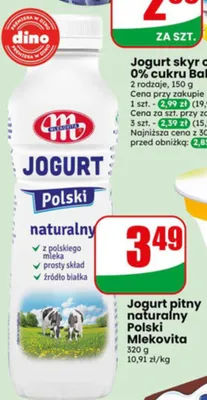 Jogurt pitny naturalny Polski Mlekovita promocja w Dino