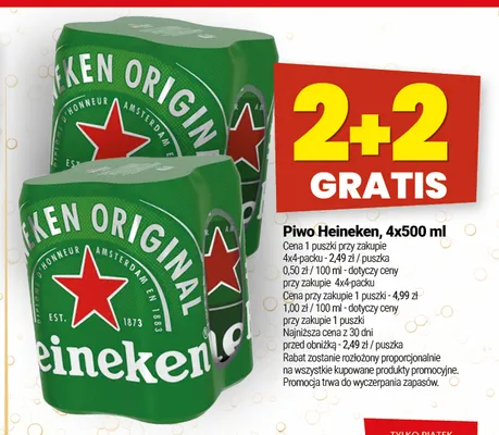 Piwo Heineken 4-pak 500 ml promocja w Twój Market