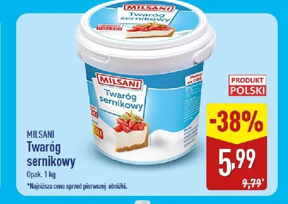 Twaróg sernikowy Milsani promocja w Aldi