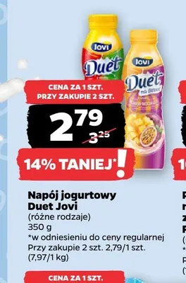 Napój jogurtowy Duet Jovi promocja w Netto