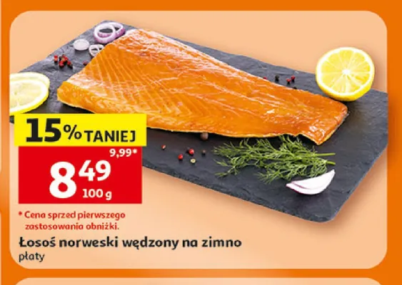 Łosoś norweski wędzony na zimno płaty promocja w Auchan