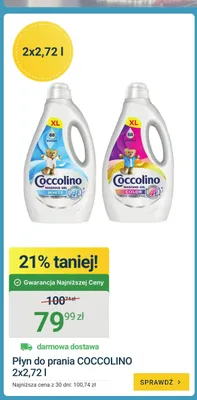 Płyn do prania COCCOLINO Color 2-pak 2,72l promocja w ERLI