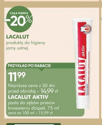 Pasta do zębów Lacalut Aktiv przeciw krwawieniu dziąseł promocja w Super-Pharm