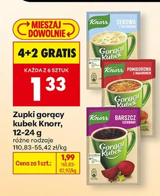 Zupki gorący kubek, różne rodzaje 4+2 GRATIS promocja w Biedronka