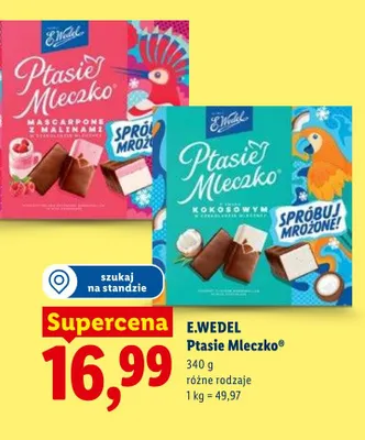 Ptasie Mleczko Mascarpone z malinami E.Wedel promocja w Lidl