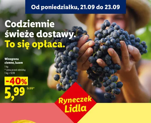 Winogrona ciemne luzem Ryneczek Lidla promocja w Lidl
