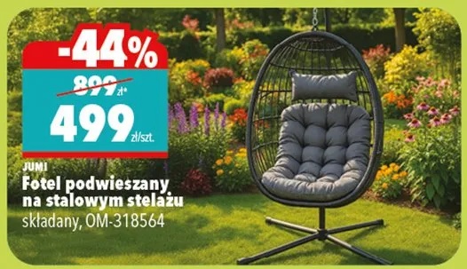 Fotel podwieszany na stalowym stelażu składany OM-318564 promocja w Biedronka