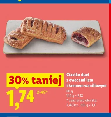 Ciastko duet z owocami lata i kremem waniliowym promocja w Lidl