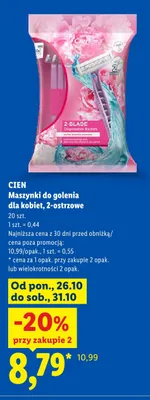 Maszynki do golenia dla kobiet 2-ostrzowe Cien 20-pak promocja w Lidl