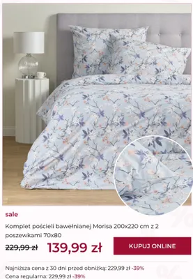Komplet pościeli bawełnianej home&you Morisa 200x220 cm z 2 poszewkami 70x80 cm promocja w home&you