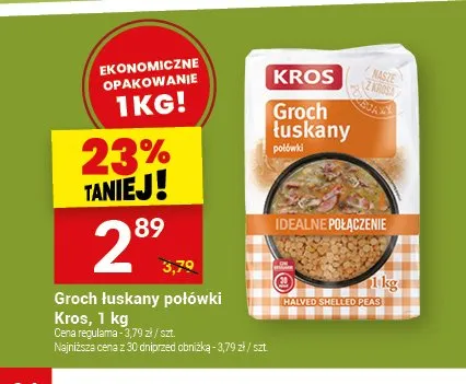 Groch łuskany połówki Kros 1kg promocja w Twój Market
