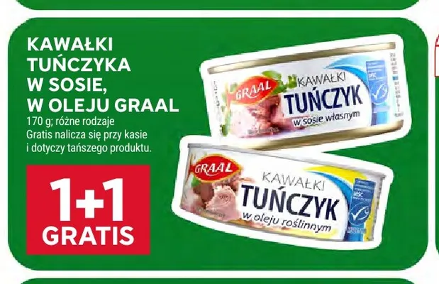 Kawałki tuńczyka w sosie własnym Graal promocja w Stokrotka