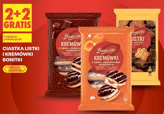 Ciastka listki i kremówki Bonitki promocja w Biedronka