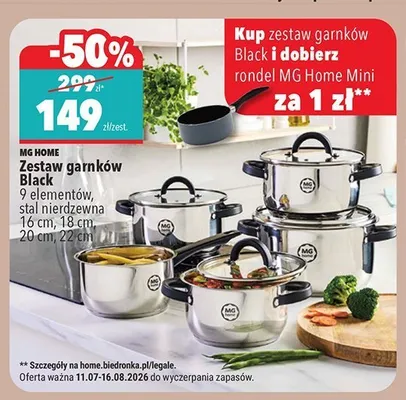 Zestaw garnków MG Home Black promocja w Biedronka