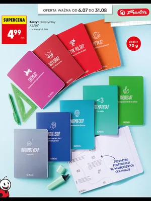 Zeszyt tematyczny Informatyka Herlitz A5 60 kartek promocja w Biedronka